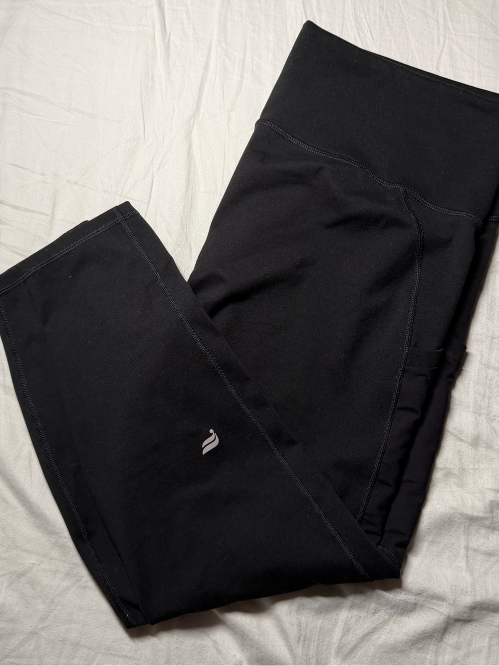 Fabletics Black Power Hold Leggings with Reflective Emblem